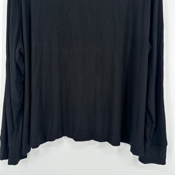 SKIMS Soft Lounge Ribbed Sleep Top Button Down Shirt Modal Jersey in Onyx Black - Picture 10 of 13